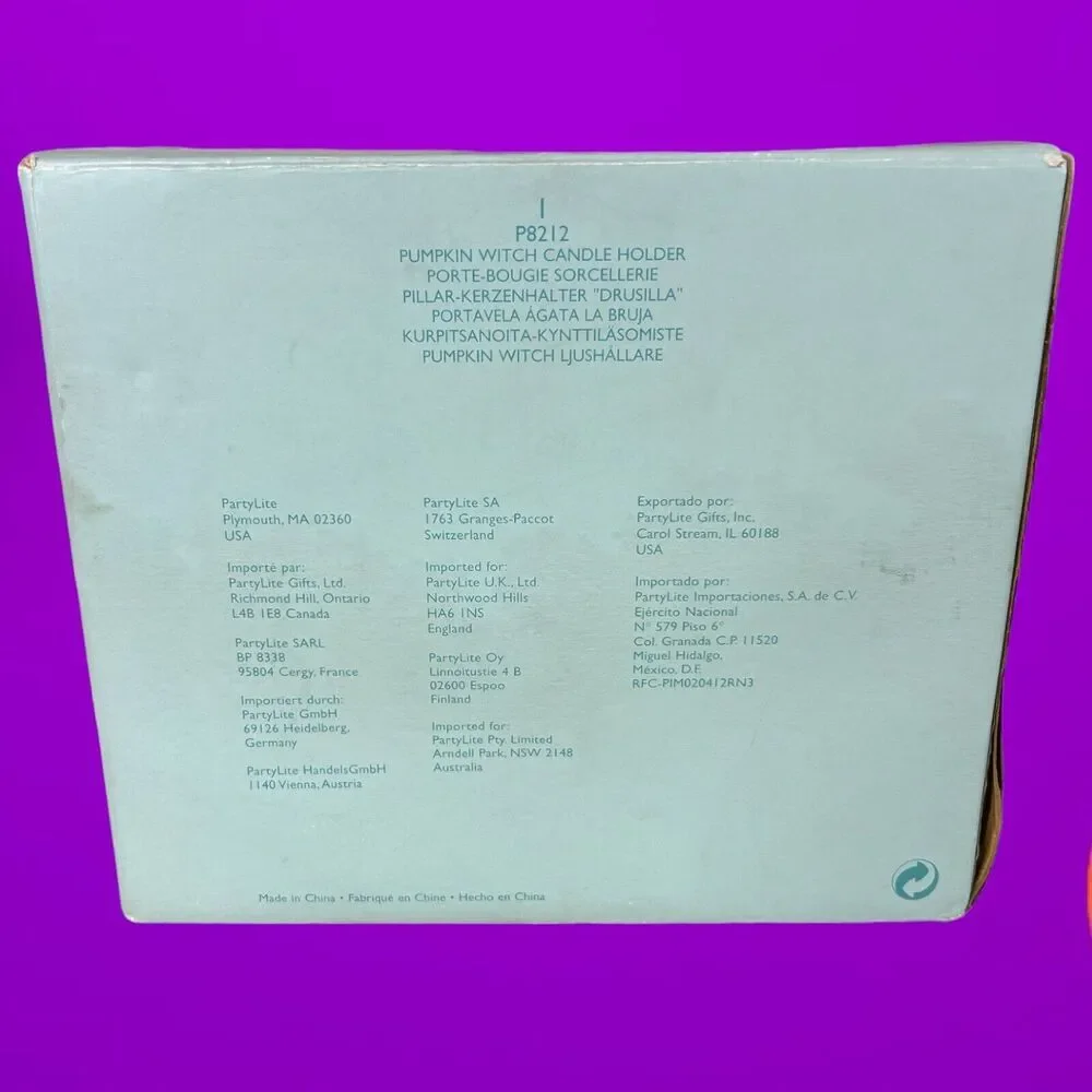 Retired PartyLite Halloween Witch Pumpkin Jar Pillar Candleholder P8212 w/ Box - Picture 7 of 8